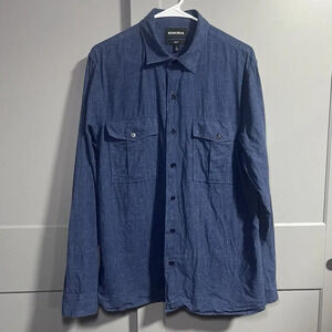 Bonobos Long Sleeve Slim Fit Button Up Shirt Blue Size Large